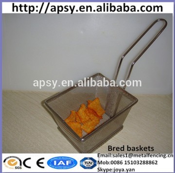 Wholesale chips baskets, mesh strainer, handle circle bread baskets, SUS mini fryer basket, square table basket, serving baskets