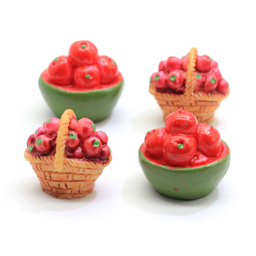 Kawaii Mini Fruit Basket Shaped Resin Cabochon For Handmade Craftwork Beads Charms Kitchen Fridge Ornaments Beads Spacer