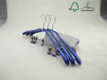 Pvc coating metal garmen hanger with clips