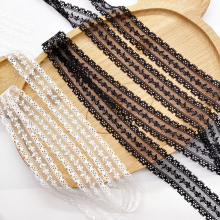 Ready-to-Ship Guipure Tulle Flower, Lace Trimming, and Mesh Edges: White Eyelash Lace & Black Lace Trim