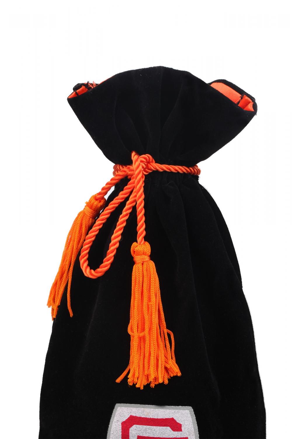 Customized Black velvet wine pouch with tassel