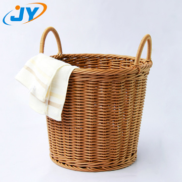 handmade rattan towel basket with handle for bathroom