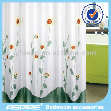 white flower bathroom curtain set