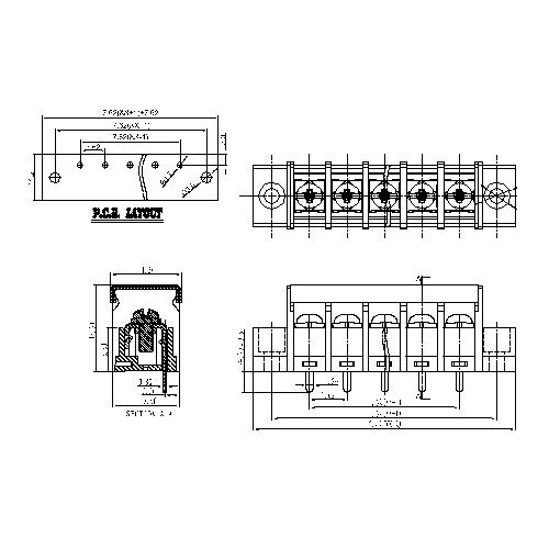 AT828-7.62XXX-SM Barrier Terminal Block Pitch7.62mm 