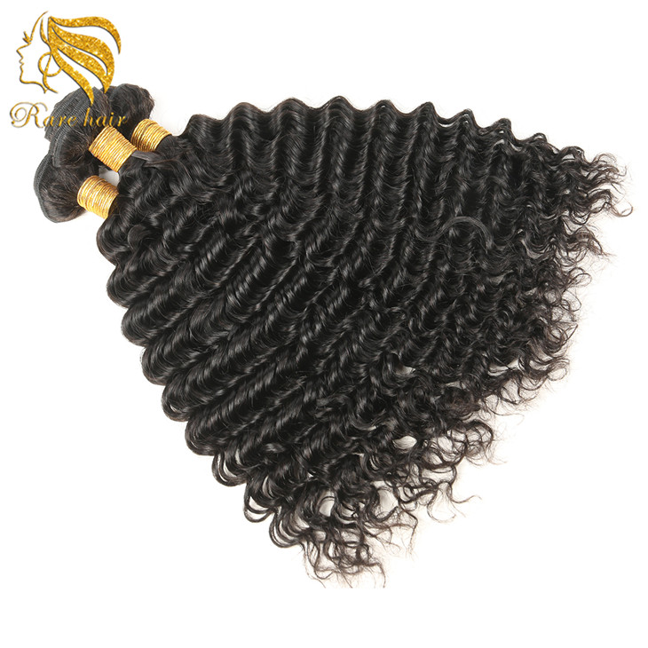 Malaysian Human Hair 9A Deep Curly Bundle Hair Extension, 4 Bundles Brazilian Angel Trio Body Wave Bundles