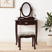 French Style Solid Wood Mirrored Dressing Table