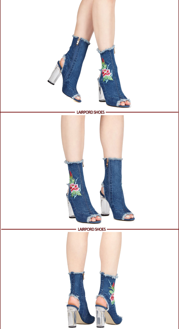 Women's Embroidery Floral open Toe booties sandal