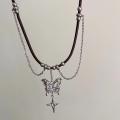 Chain tassel four pointed star niche clavicle chain