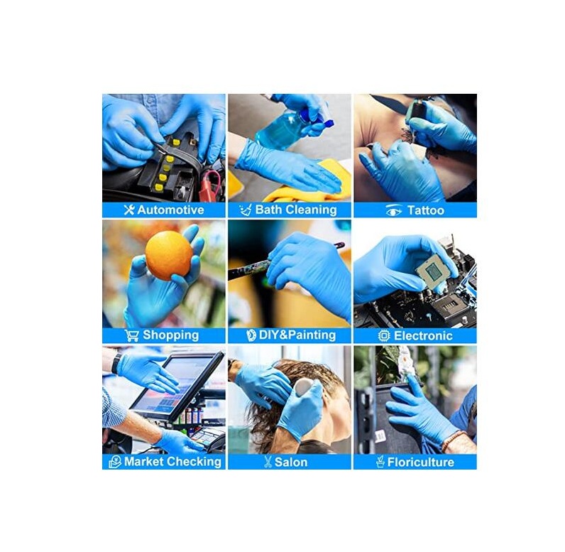 Sarung tangan nitril biru panas bukan sarung tangan perubatan steril