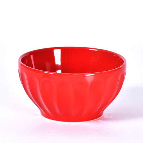 Color Emboss Stripe Modern Porcelain Ceramic Soup Bowl