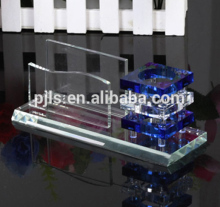 office desk decorative items business gifts crystal pen holder, glass name card holder
