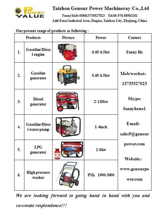 All Kinds of Gasoline Generator Spare Parts 2KW GX160 168F with Good Price