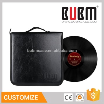 BUBM high quality black pu leather LP record case vinyl DJ long play case record box