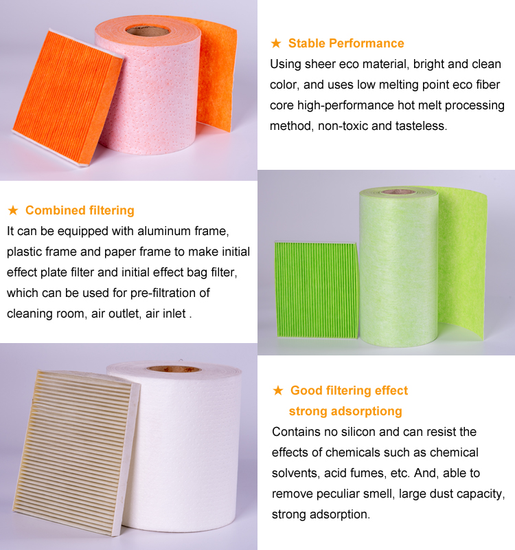 Auto air electrostatic cotton PP polyester filter cloth media paper