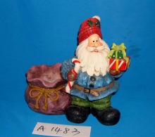 Polyresin Santa with Gifts and Candle Holder