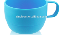 candy color customized lovely promotional plastic milk tooth cup with handle