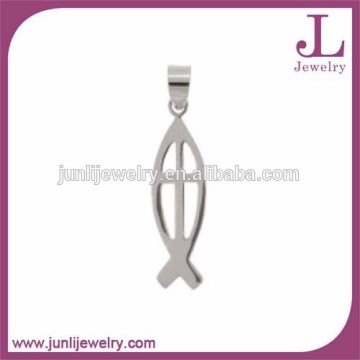 Silver Stainless Steel Jesus Pendant Christian Fish Pendant