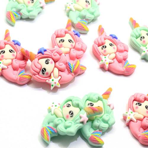 Mode 3D Zee-meid Kawaii Hars Cabochon Plaksteen Kralen Charms Kamer Decoratie DIY Ambachtelijke Ornamenten