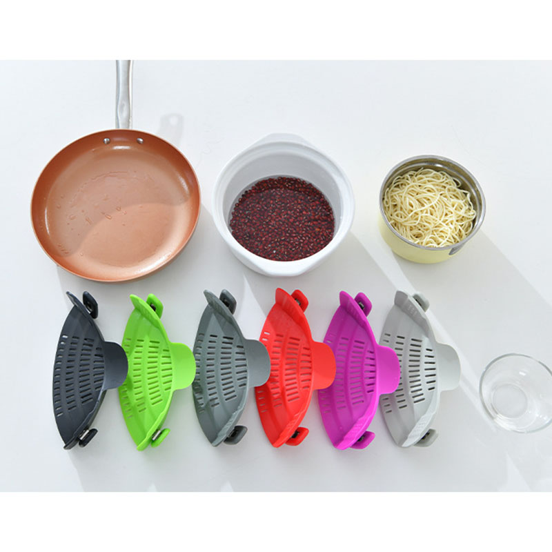 Kitchen Silicone Pot Strainer - Adjustable Snap Strainer Clip On Silicone Colander, Fits all Pots and Bowls Food Colander