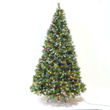 Customized luxury 7ft Glitter Prelit Christmas Tree with cones and red berries