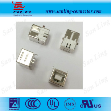 Double USB B Female connector 4P, Right angle connector usb white /black gold tin USB Connector type