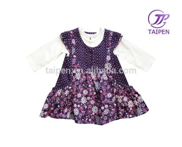 2016 Hot Sale Fashion Long Sleeve Kids Velvet Printed Dresses For Girl 2-6 Years