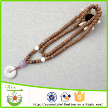 108 natural rudraksha mala necklace with corozo pendant
