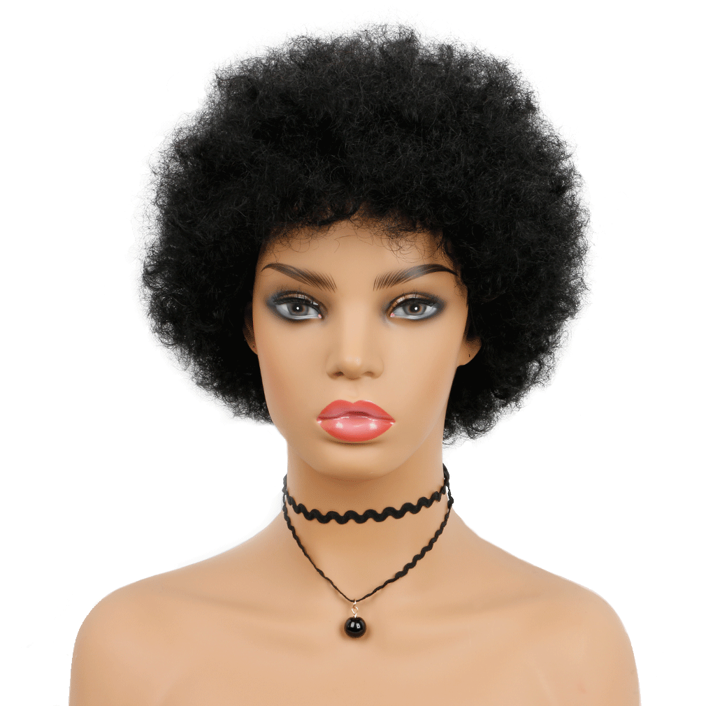 Top quality Brazilian glueless kinky afro short curly  Afro wig human hair wigs