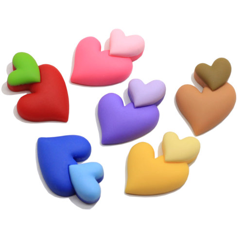 Colorful Resin  Double Hearts Flatback Cabochons  Diy Charms  Scrapbooking Phone Case Jewelry Making Accessory