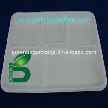 Compartment disposable food tray, 5 compartment food serving trays with lid