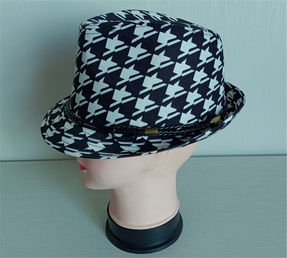 Girl Fabric Fedora Hat With Leather Ropes Png