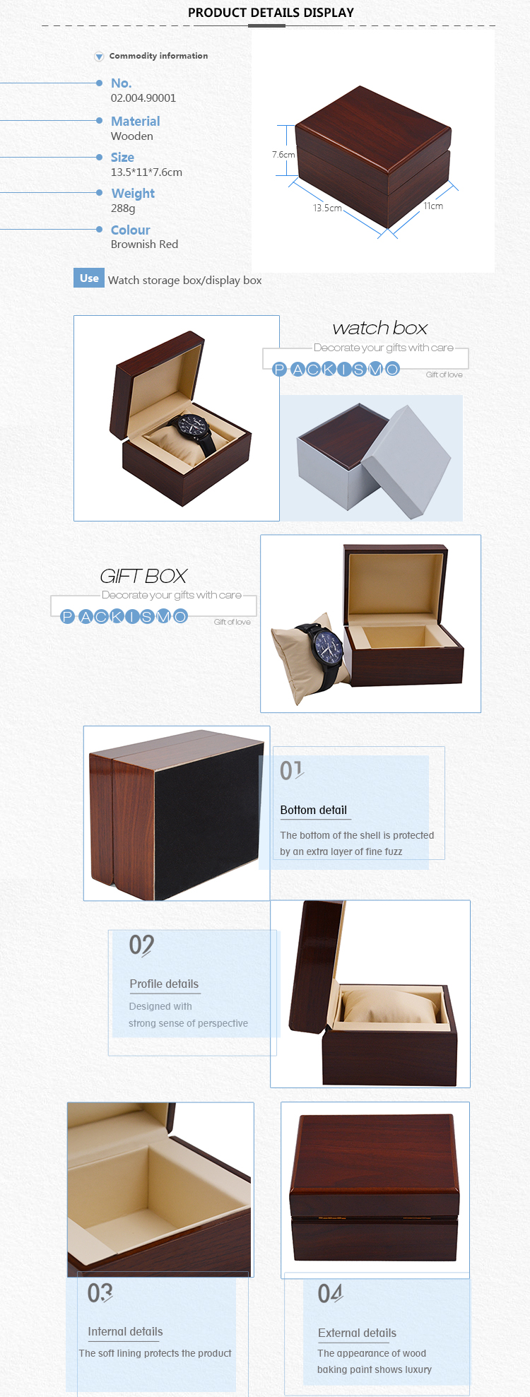 Cheap watch boxes wholesale manufacture brand custom high quality matte Solid Wood wooden gift case watch box