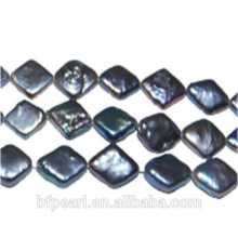 10mm Diamond Shape Wholesale Cultured Black Loose Coin Pearls Strands