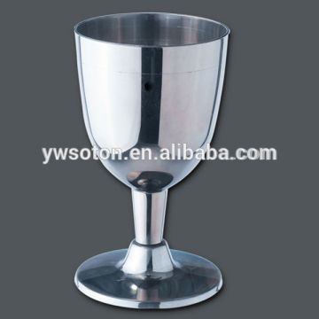 party wine glass/wedding wine glass/silver coated rim plastic wine glass/cup/disposable plastic silver coated wine glass