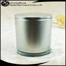 luxury large shiny silver metalize glass candle jars with silver lid