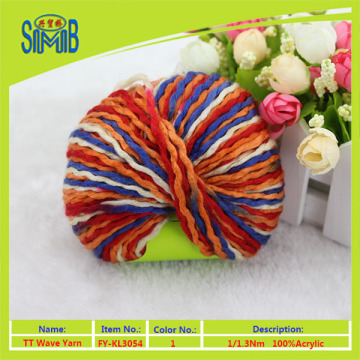 Oeko-Tex hand knitting yarn manufacturer from Shanghai wholesale 100% acrylic knitting yarn TT wave yarn corrugated yarn
