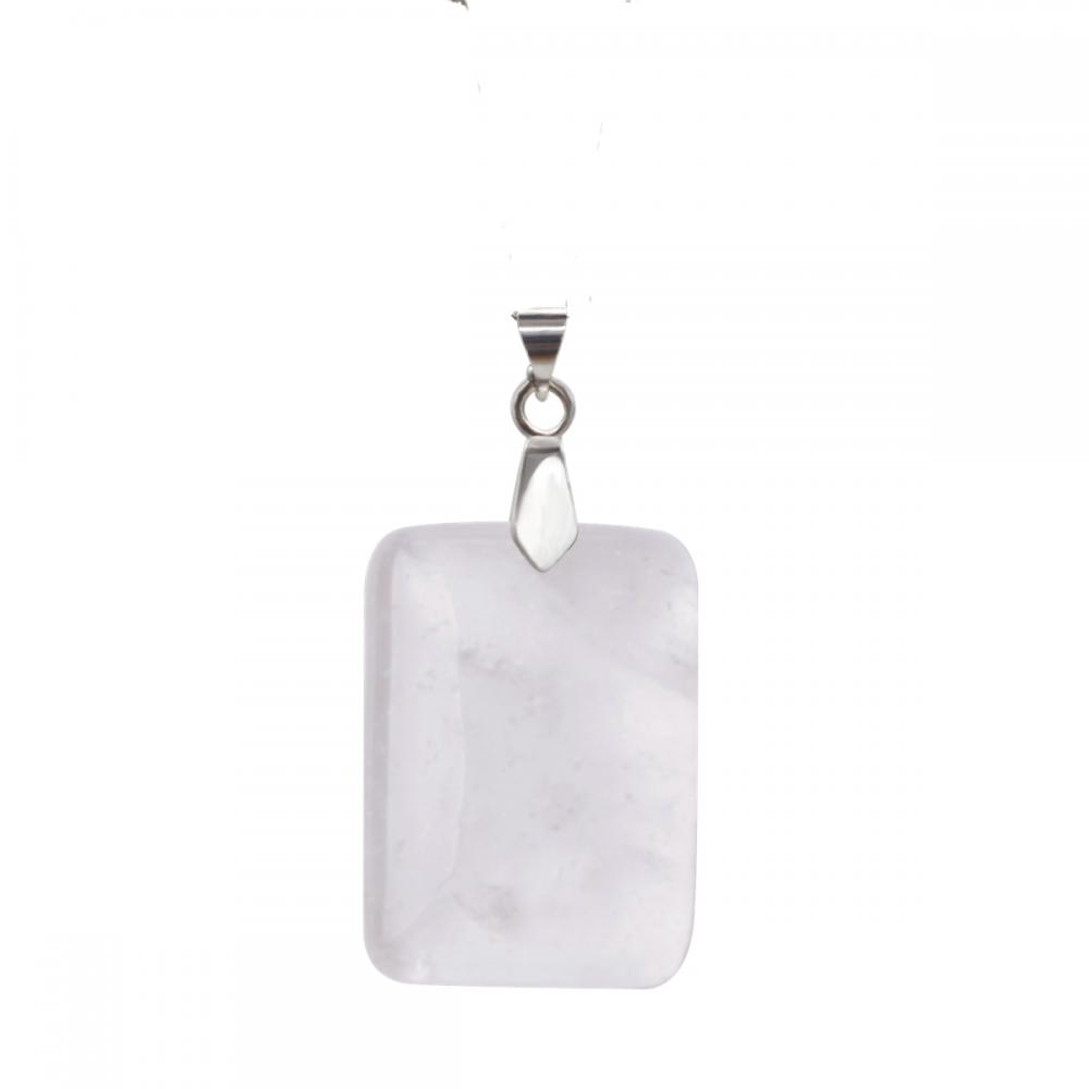 Collier pendentif de guérison en quartz avec cristaux rectangle naturel avec chaîne en argent de 16 pouces