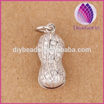 High quality 925 sterling silver micro pave cz peanut charm pendant