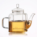 Hand-blown clear high borosilicate small glass teapot with infuser