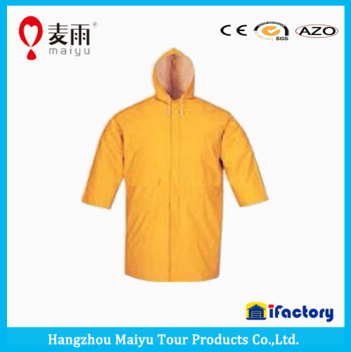 durable polyester yellow PVC raincoat with sleeves