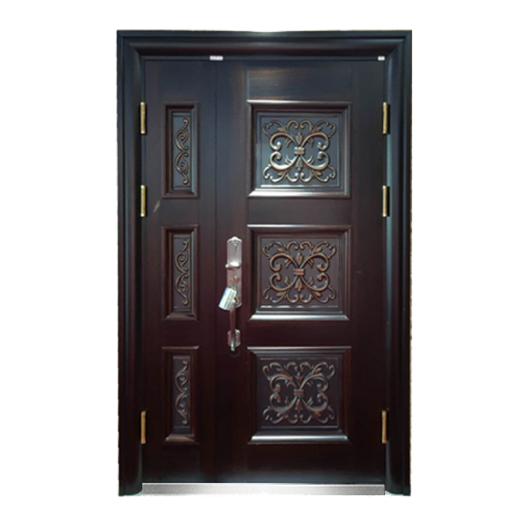 Factory Directly Sale Exterior Safety Front Steel Door Wrought Iron Grill Security Doors Swing Graphic Design Modern Villa Clear