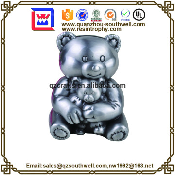 Custom Antique Silver Bear Money bank money box