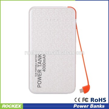 New design 8000mah Powerbank with led indicator light touch usb cable inside