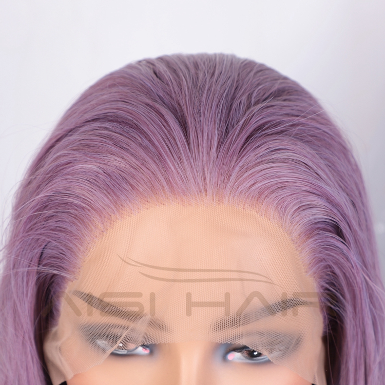 Aisi Hair Popular Light Purple Long Body Wave Wigs For Black Women Long High Temperature Fiber Wigs Free Part Lace Frontal Wigs