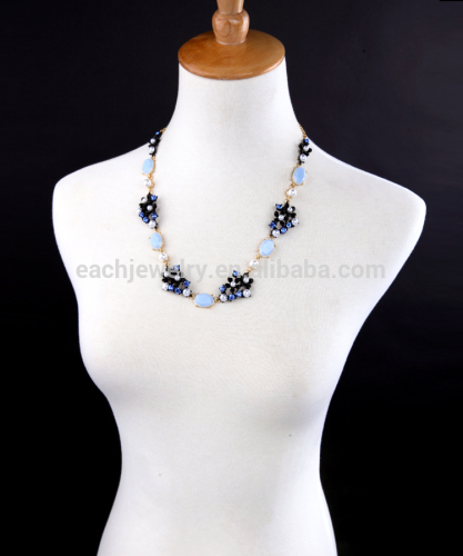 2016 Latest Design Cheap Necklace Jewelries Blue Pearl Beaded necklace