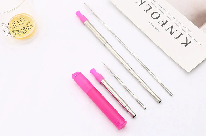 Logo Laser Stainless Steel Straw Reusable Drinking Metal Straw