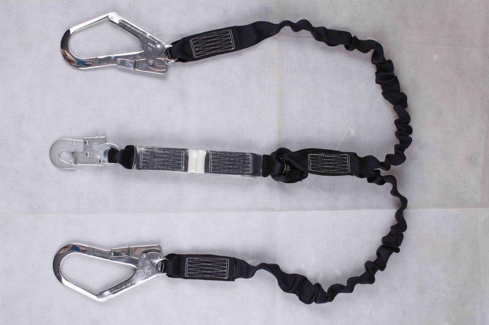 Energy absorber Lanyard with Two Big Safety Hooks and Single Mid Hook