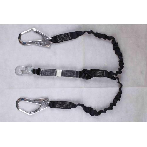 Energy absorber Lanyard met twee grote veiligheidshaken en enkele middenhaak