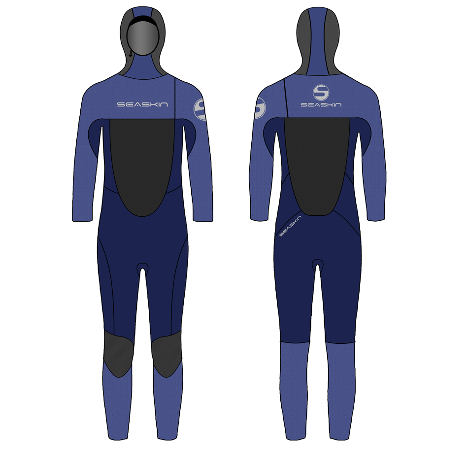 Seaskin Neoprene Hooded Zipperless One Piece Wetsuit Mens