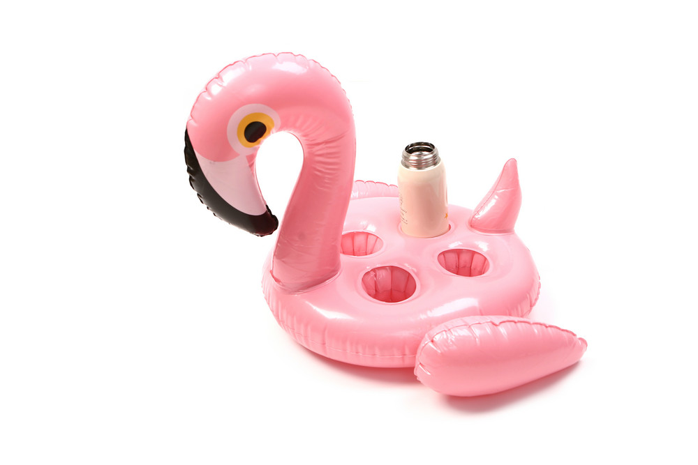 Flutuador de bebida inflável de verão em forma de flamingo